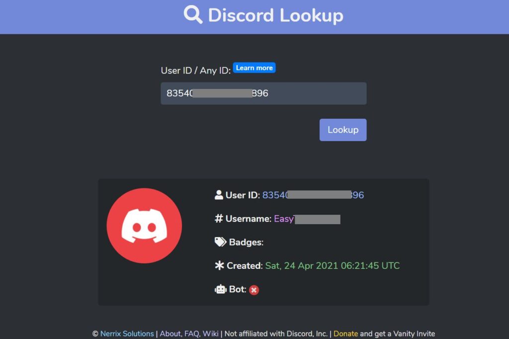 Discord ID Lookup