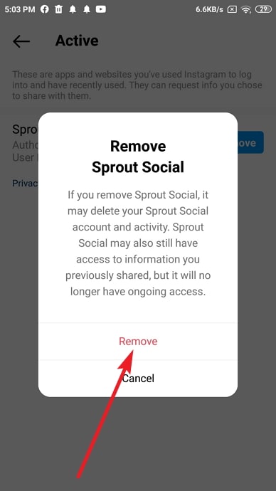 Remove Sprout Social to fix, We restrict certain activity to protect our community